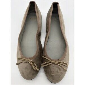 Luccini Spain Rope Bow Ballet Flats Taupe Tan Fabric Shoes Women EU 36 US 5.5/6